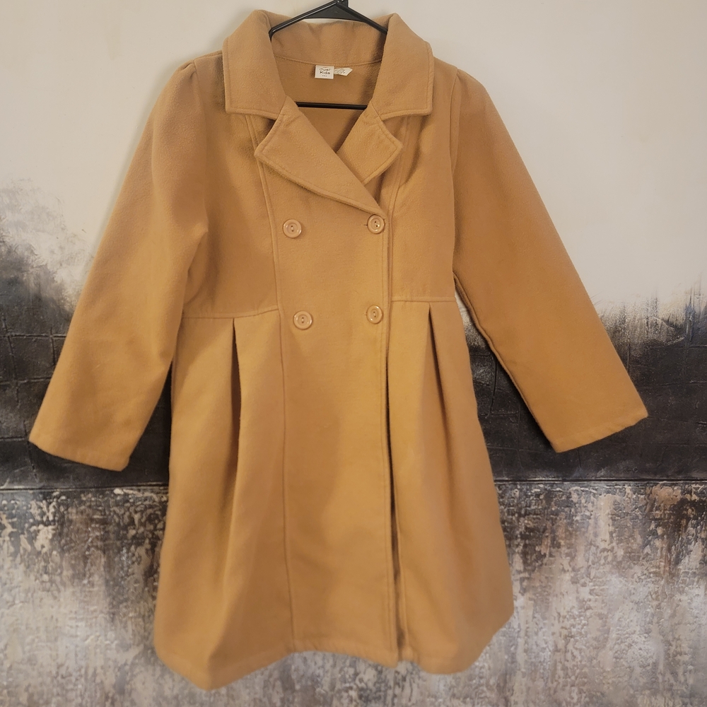 Chic Kids Tan Double-Breasted Pea Coat